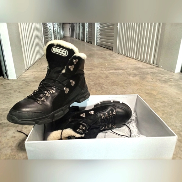 Gucci Flashtrek High Black Hiking Shearling Boots. - Picture 1 of 4
